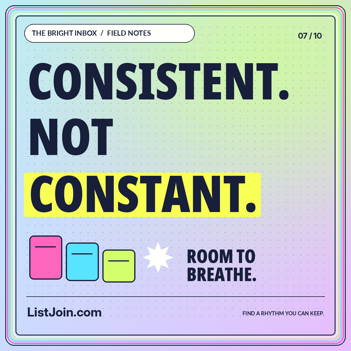 Consistent. Not Constant. — ListJoin.com typography card