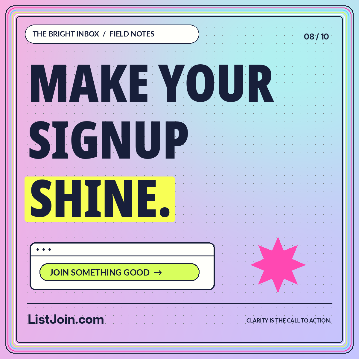 Make Your Signup Shine. — ListJoin.com typography card